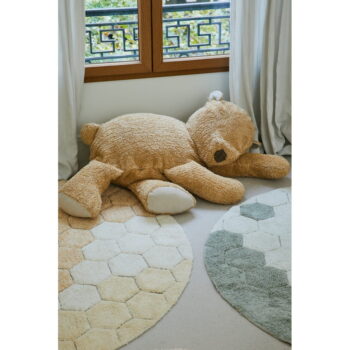 Okrovožltý prateľný ručne tkaný bavlnený okrúhly koberec ø 140 cm Honeycomb Golden – Lorena Canals – Obrázok 3