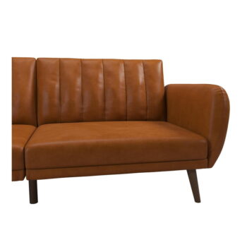 Oranžová rozkladacia pohovka z imitácie kože 207 cm Brittany - Novogratz – Obrázok 2