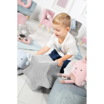 Svetlosivý zamatový detský puf Lil Sofa – Roba - Image 2