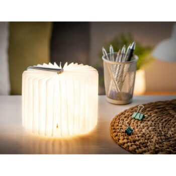 Sivá LED stolová lampa s textilným tienidlom (výška  2,5 cm) Booklight – Gingko - Image 5