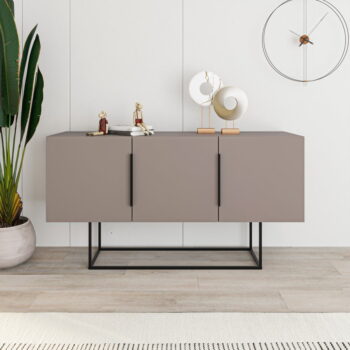 Sivo-béžová nízka komoda 150x80 cm Titan – Marckeric - Image 4