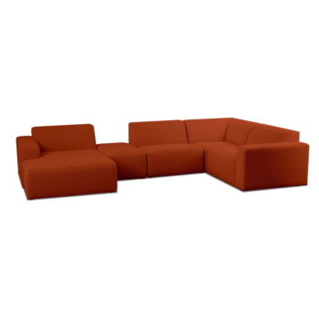 Rohová pohovka z textílie buklé v tehlovej farbe (do "U") Roxy – Scandic – Obrázok 2