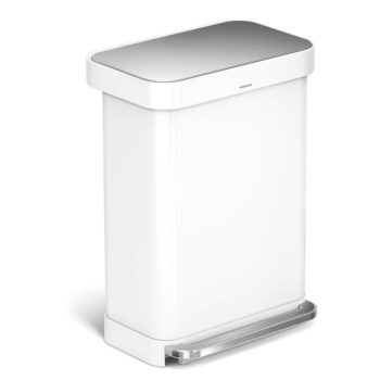 Biely nášľapný oceľový odpadkový kôš 55 l – simplehuman - Image 6