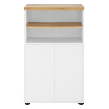 Biela vysoká kúpeľňová skrinka v dekore duba 60x102 cm Thessa – Støraa