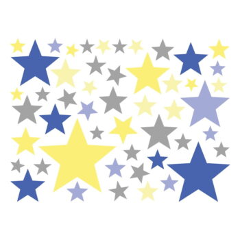 Sada 50 nástenných samolepiek Ambiance Stars Blue and Yellow – Obrázok 2