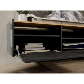 Antracitový TV stolík 164x35 cm Schlangen – Germania – Obrázok 4