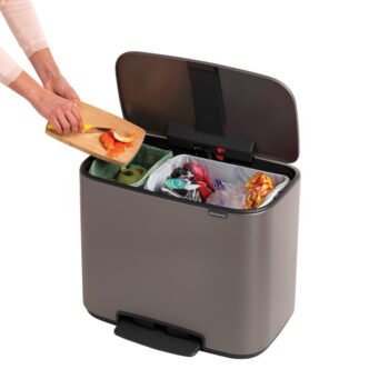Sivý nášľapný oceľový odpadkový kôš na triedený odpad 34 l Bo – Brabantia – Obrázok 4