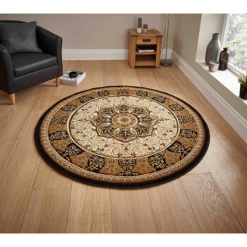 Čierno-béžový okrúhly koberec ø 150 cm Heritage – Think Rugs - Image 2