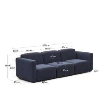 Tmavomodrá pohovka 263 cm Neom – Kave Home - Image 3