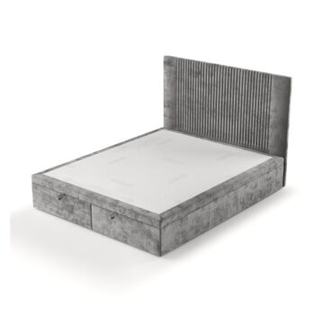 Sivá čalúnená dvojlôžková posteľ s úložným priestorom 200x200 cm Mavel – Maison de Rêve - Image 9