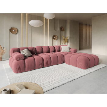 Ružová zamatová pohovka 282 cm Bellis – Micadoni Home – Obrázok 7