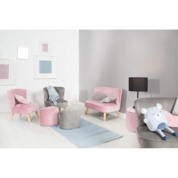 Svetloružová zamatová detská pohovka 70 cm Lil Sofa – Roba - Image 4