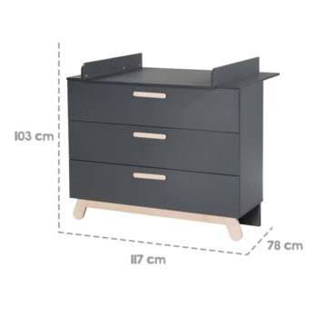 Antracitovosivá nízka detská komoda s prebaľovacím pultom 117x103 cm Jara – Roba – Obrázok 9