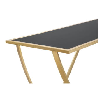 Konzolový stolík so sklenenou doskou v čierno-zlatej farbe 40x120 cm Ring – Mauro Ferretti - Image 4