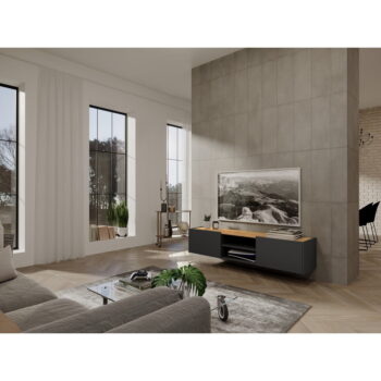 Antracitový TV stolík 164x35 cm Schlangen – Germania – Obrázok 5