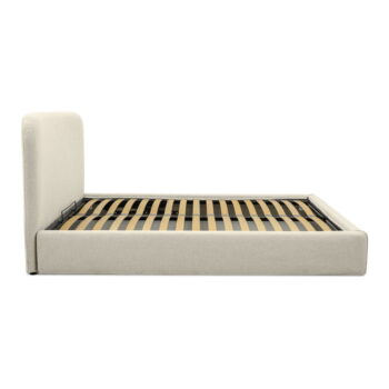 Krémová čalúnená dvojlôžková posteľ s úložným priestorom a roštom 140x200 cm Sea – Scandic – Obrázok 6