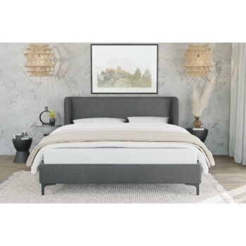 Tmavosivá čalúnená dvojlôžková posteľ s roštom 180x200 cm Basti – Ropez – Obrázok 3