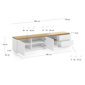 Biely TV stolík 200x44 cm Abilen – Kave Home - Image 7