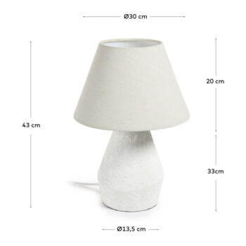 Biela stolová lampa s textilným tienidlom (výška 43 cm) Noara - Kave Home – Obrázok 4