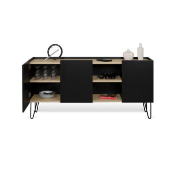 Čierna komoda s 3 policami a 3 dvierkami TemaHome Nina, 180 x 83 cm - Image 11