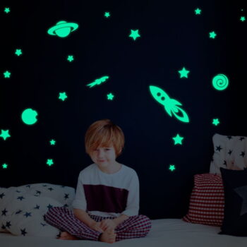 Sada nástenných detských svietiacich samolepiek Ambiance Rockets Stars and Planets – Obrázok 5