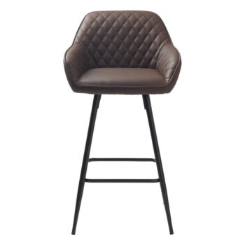 Tmavohnedá barová stolička z imitácie kože (výška sedadla 67 cm) Milton – Unique Furniture - Image 2