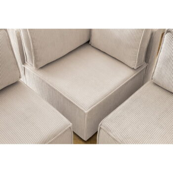 Krémovobiela menčestrová rohová pohovka (do tvaru "U"/variabilná) Nihad modular – Bobochic Paris - Image 6