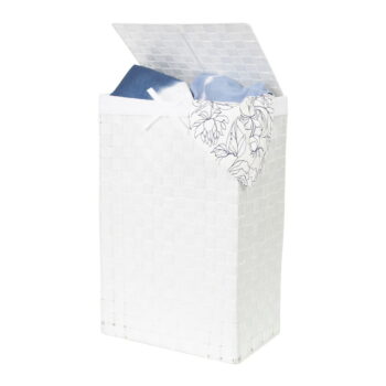 Biely viskózny kôš na bielizeň s vekom Compactor Laundry Basket Linen, výška 60 cm – Obrázok 3