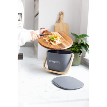 Tmavosivá bambusová nádoba na kompostovateľný odpad Kitchen Craft Natural Elements – Obrázok 4