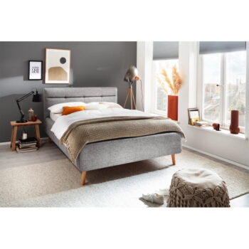 Sivá čalúnená dvojlôžková posteľ s úložným priestorom s roštom 140x200 cm Lotte - Meise Möbel – Obrázok 4