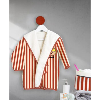 Červeno-biely bavlnený detský župan veľkosť 2-4 roky Stripes – Playmobil - Image 2