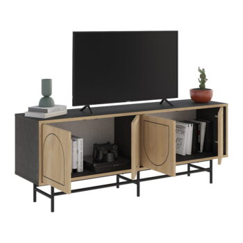 TV stolík v dekore duba v čierno-prírodnej farbe 149,5x56,5 cm Giana – Marckeric - Image 6