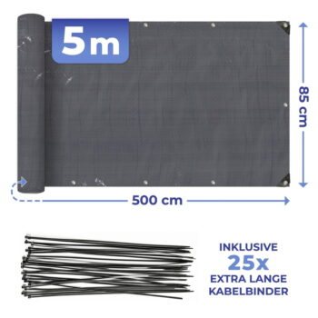 Čierna plastová balkónová zástena 500x85 cm – Maximex - Image 3