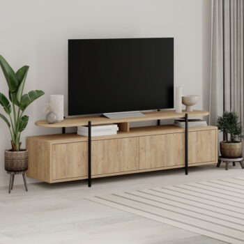 TV stolík v dekore duba v prírodnej farbe 160x48 cm Hinoa – Marckeric - Image 5