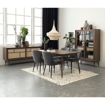 Tmavohnedá vitrína v dekore duba s posuvnými dverami 110x160 cm Barrali – Unique Furniture - Image 3