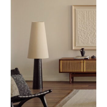 Čierno-krémová stojacia lampa s textilným tienidlom (výška 129 cm) Senni – Kave Home - Image 3