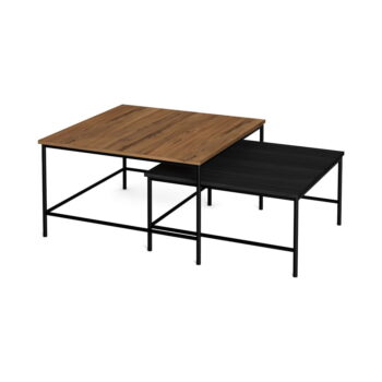 Čierne/prírodné konferenčné stolíky s doskou v dekore orechového dreva v súprave 2 ks 80x80 cm Fiorenza - Marckeric - Image 3