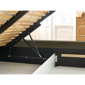 Tmavozelená čalúnená dvojlôžková posteľ s úložným priestorom s roštom 180x200 cm Jagna – Bobochic Paris – Obrázok 4