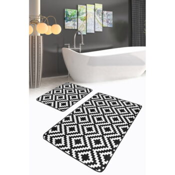 Biele/čierne kúpeľňové predložky v súprave 2 ks 60x100 cm – Mila Home - Image 2