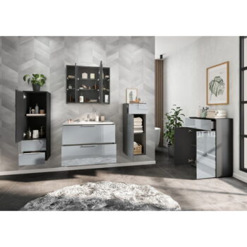 Sivá vysoká závesná kúpeľňová skrinka 36x111 cm Vasio – Germania - Image 7