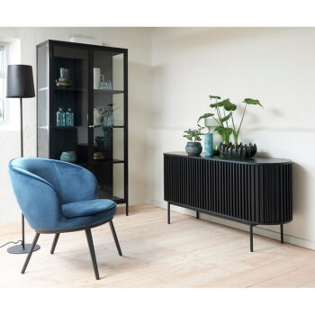 Čierna nízka komoda v dekore duba s posuvnými dverami 73x160 cm Siena – Unique Furniture - Image 6