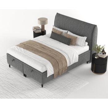 Sivá čalúnená dvojlôžková posteľ s úložným priestorom 200x200 cm Pearl – Maison de Rêve – Obrázok 7