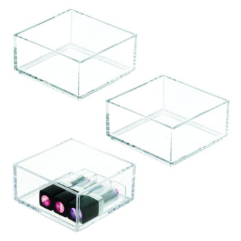 Priehľadný stohovateľný organizér iDesign Clarity, 10 x 10 cm - Image 3
