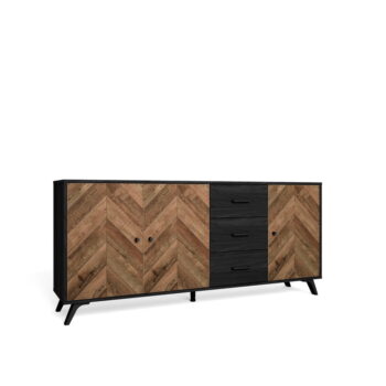 Čierna/hnedá nízka komoda 181x81 cm Chevrons – Marckeric – Obrázok 2