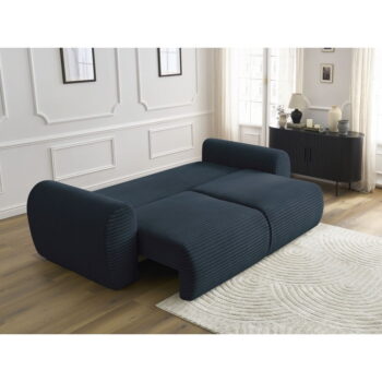 Tmavomodrá menčestrová rozkladacia pohovka 257 cm Lucien – Bobochic Paris - Image 10