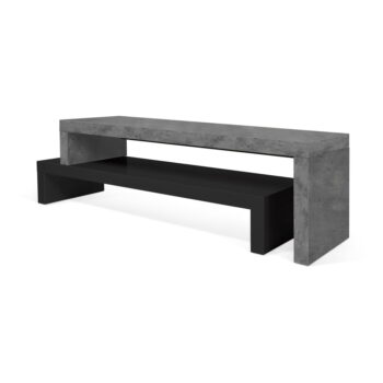 Dvojitý televízny stolík čierny s betónovým dekorom TemaHome Cliff, 125 × 40 cm – Obrázok 5