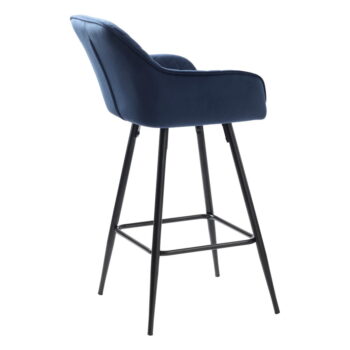 Modrá zamatová barová stolička (výška sedadla 67 cm) Milton – Unique Furniture - Image 4