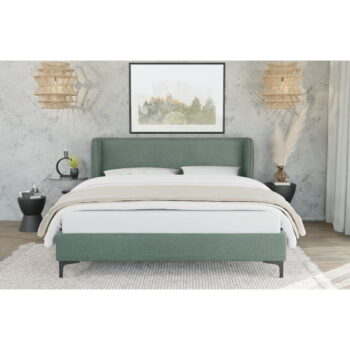 Zelená čalúnená dvojlôžková posteľ s roštom 200x200 cm Basti – Ropez - Image 4