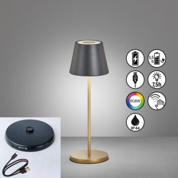 LED stolová lampa s kovovým tienidlom v čierno-zlatej farbe (výška 34 cm) Cosenza – Fischer & Honsel – Obrázok 2