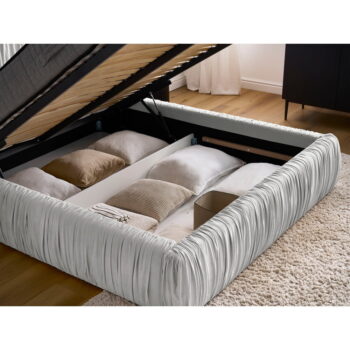 Sivá čalúnená dvojlôžková posteľ s úložným priestorom s roštom 180x200 cm Blair – Bobochic Paris – Obrázok 8